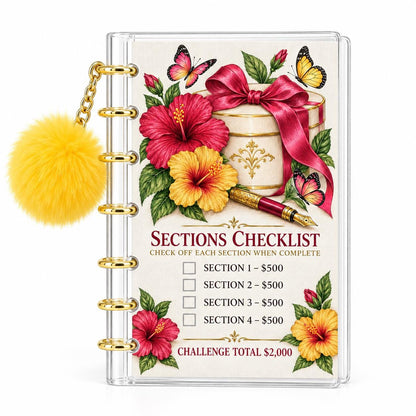 Tropical Bloom 2000 Savings Challenge A6 Binder Cash Envelope