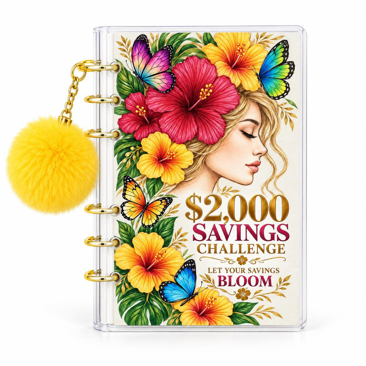 Tropical Bloom 2000 Savings Challenge A6 Binder Cash Envelope