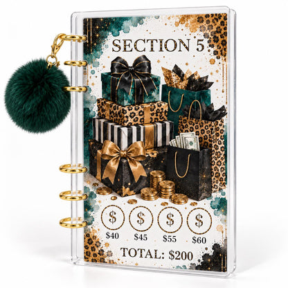 1K Savings Challenge Binder, A6 Acrylic Budget Planner, Green Pom Pom