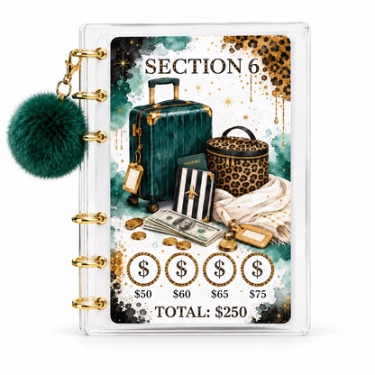 1K Savings Challenge Binder, A6 Acrylic Budget Planner, Green Pom Pom