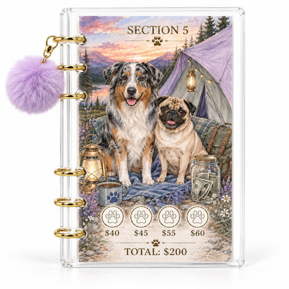 Dog 1K Savings Challenge Binder A6 Clear Acrylic Cash Budget Bundle