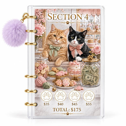 Cat 1K Savings Challenge A6 Clear Acrylic Cash Budget Binder Bundle