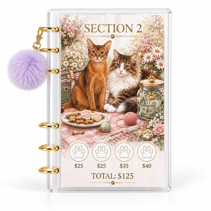 Cat 1K Savings Challenge A6 Clear Acrylic Cash Budget Binder Bundle