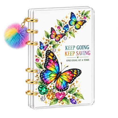 Rainbow Butterfly 2K Savings Challenge A6 Binder Bundle with Cash Envelopes