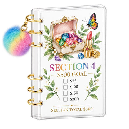 Rainbow Butterfly 2K Savings Challenge A6 Binder Bundle with Cash Envelopes