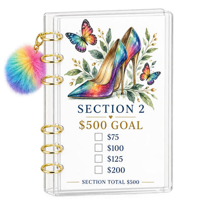 Rainbow Butterfly 2K Savings Challenge A6 Binder Bundle with Cash Envelopes