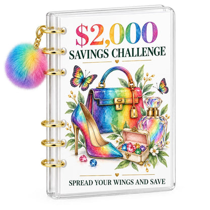 Rainbow Butterfly 2K Savings Challenge A6 Binder Bundle with Cash Envelopes