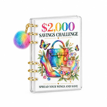 Rainbow Butterfly 2K Savings Challenge A6 Binder Bundle with Cash Envelopes