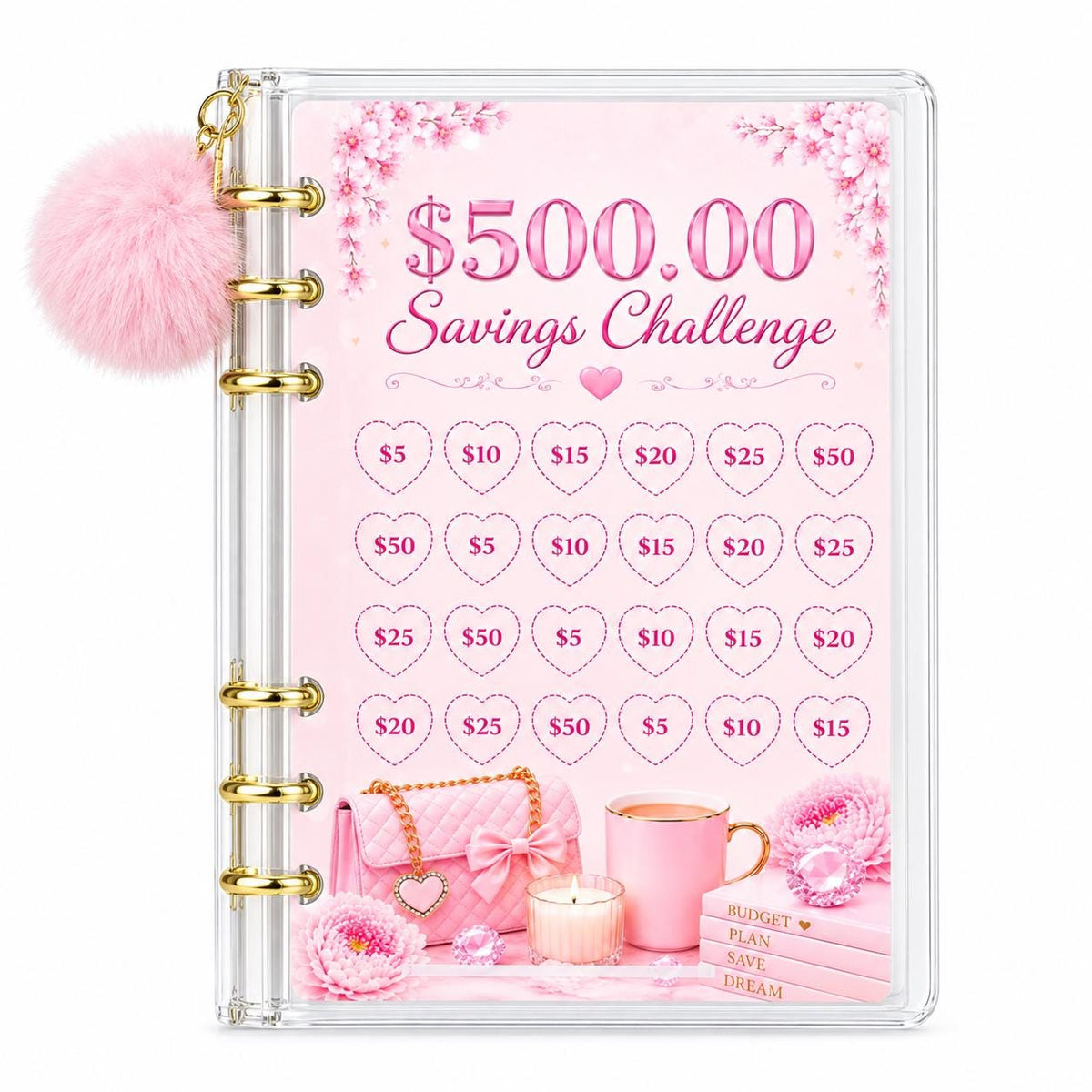 Pink Savings Challenge Cards | Cash Stuffing | A6 Budget Binder Inserts | Money Saving Tracker