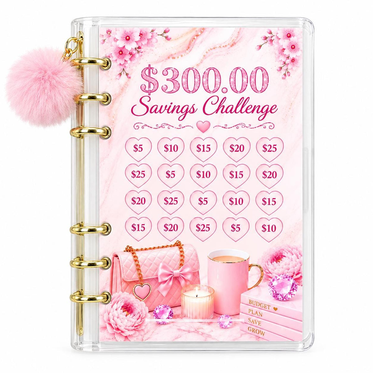 Pink Savings Challenge Cards | Cash Stuffing | A6 Budget Binder Inserts | Money Saving Tracker