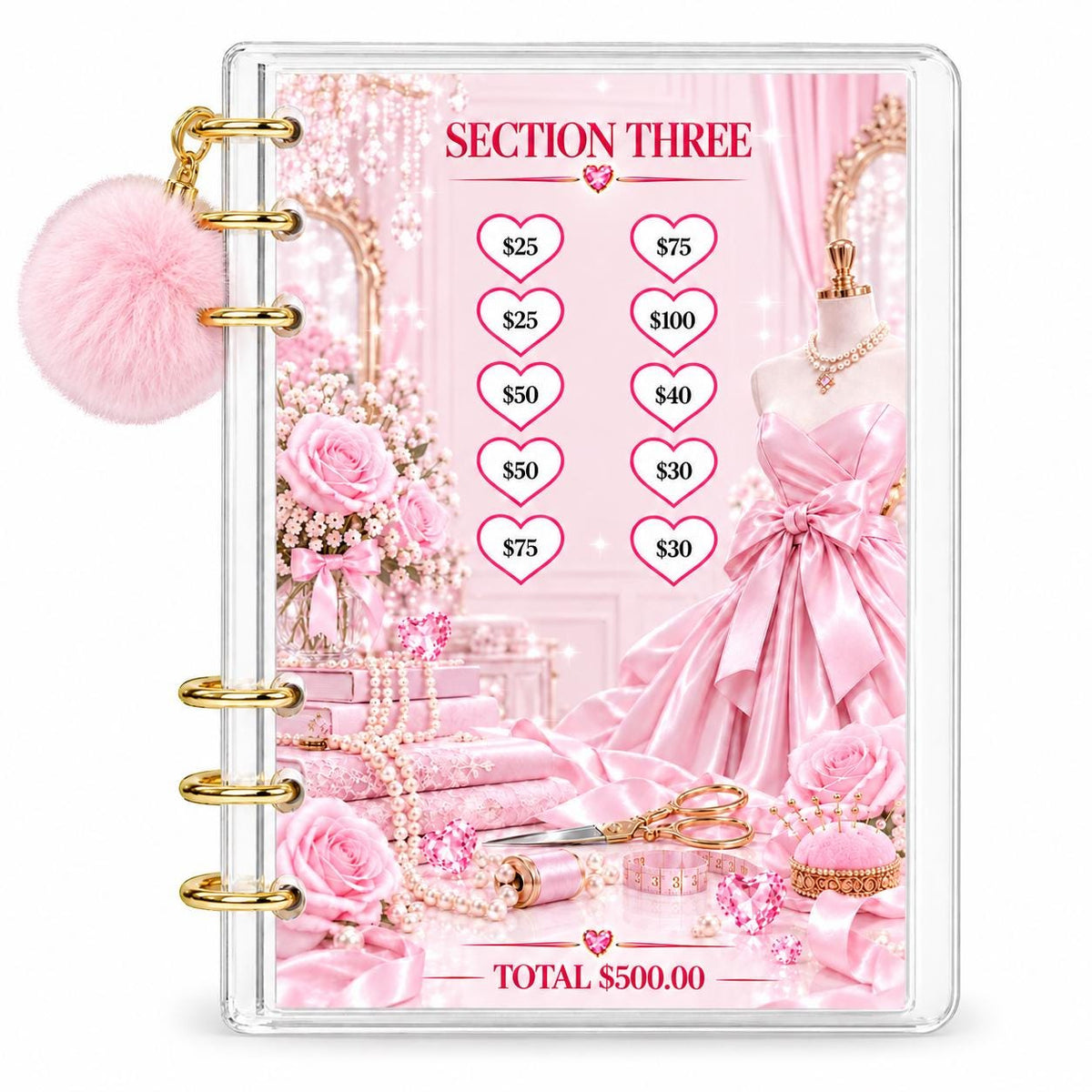 Pink Dreams 2000 Savings Challenge A6 Binder Budgeting Bundle