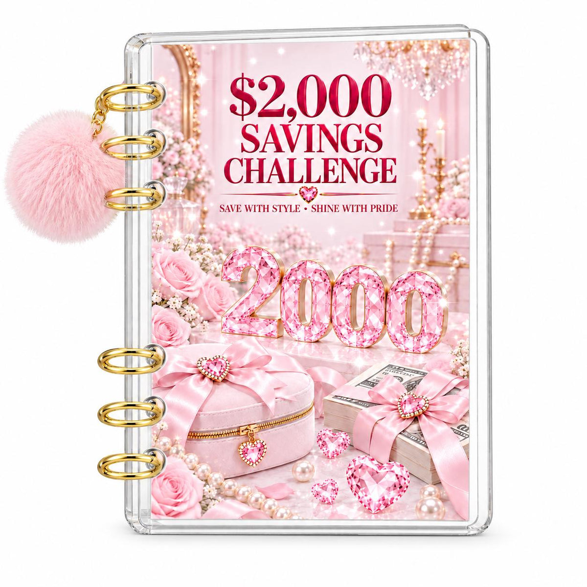 Pink Dreams 2000 Savings Challenge A6 Binder Budgeting Bundle