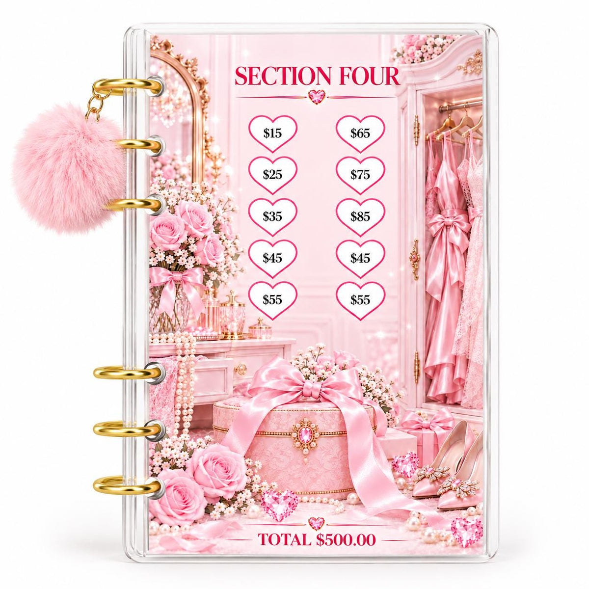 Pink Dreams 3000 Savings Challenge A6 Cash Binder Bundle