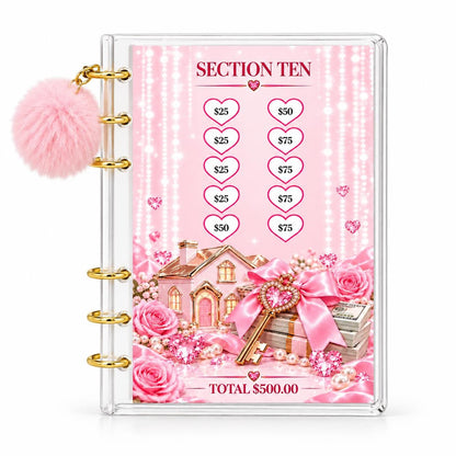 Glamorous 5000 Savings Goal Binder with Pom Charm