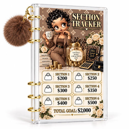 2K Savings Challenge A6 Acrylic Binder Leopard Glam Budgeting Set