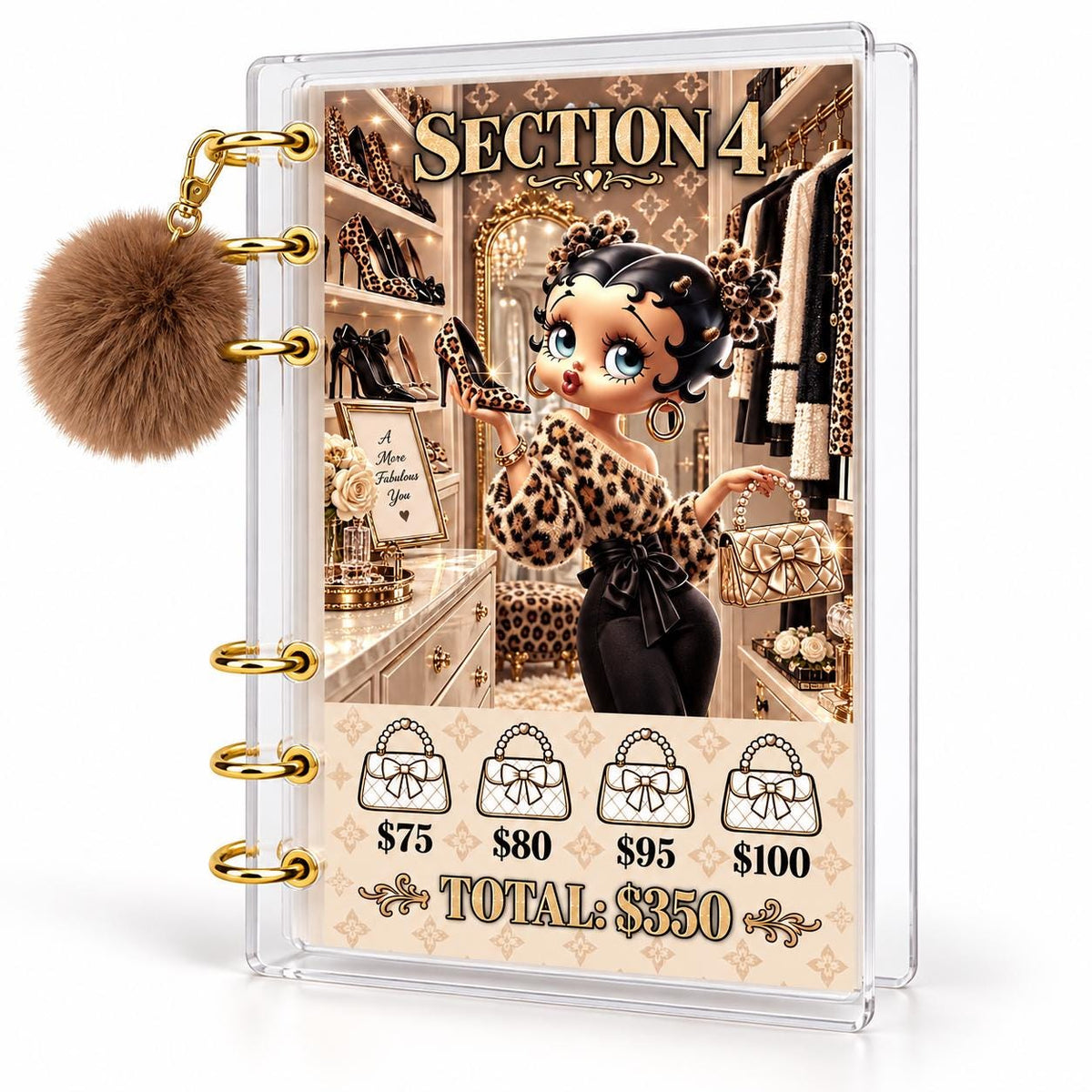 2K Savings Challenge A6 Acrylic Binder Leopard Glam Budgeting Set