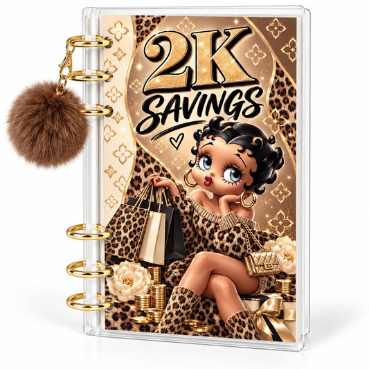 2K Savings Challenge A6 Acrylic Binder Leopard Glam Budgeting Set