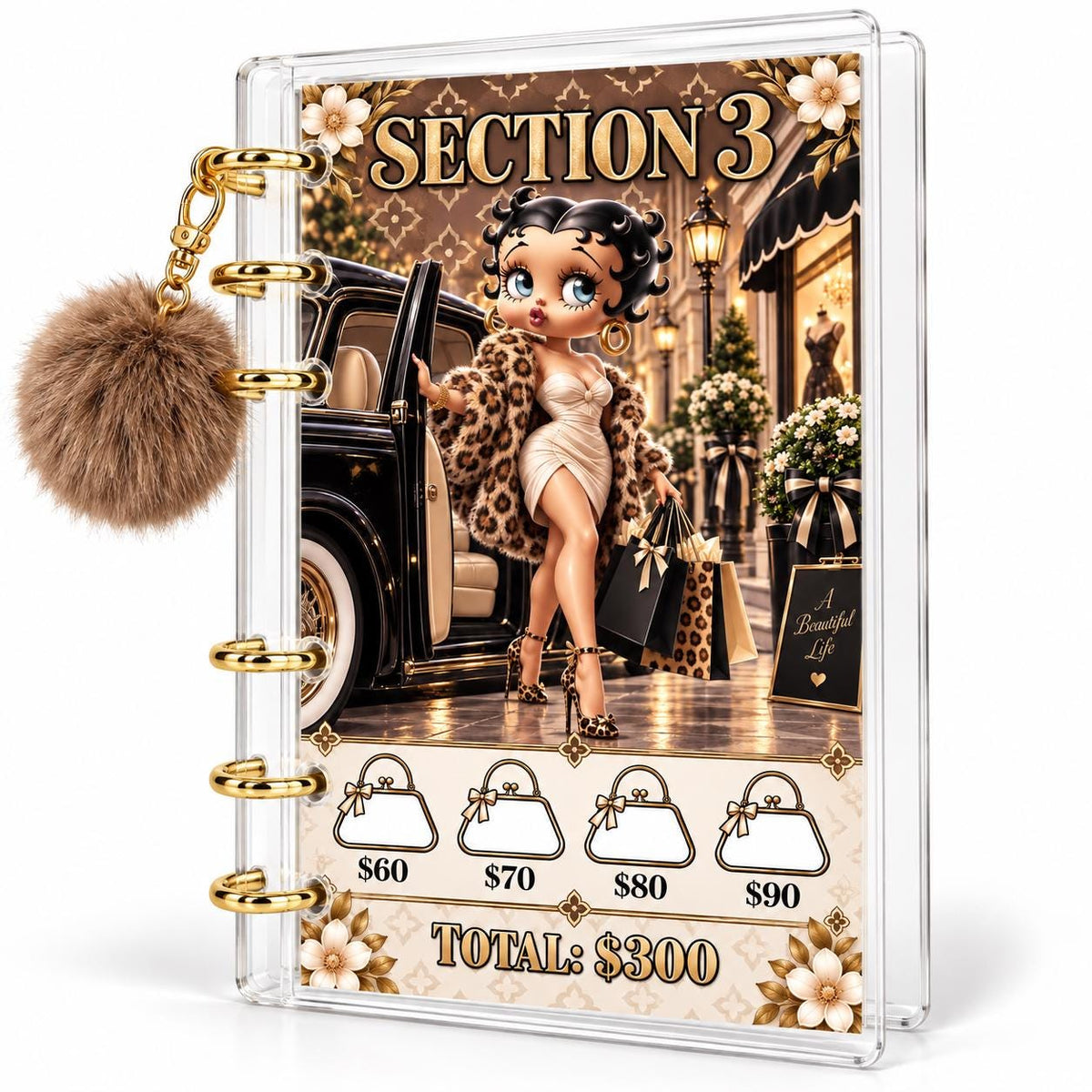 2K Savings Challenge A6 Acrylic Binder Leopard Glam Budgeting Set