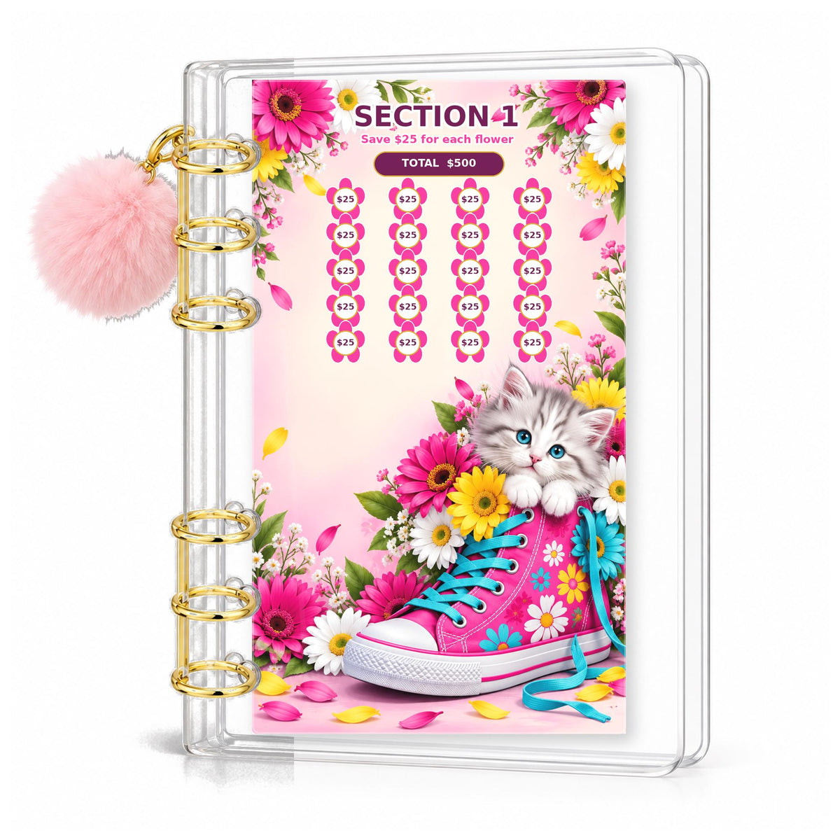 Kitten Puppy 3000 Savings Challenge A6 Binder Bundle