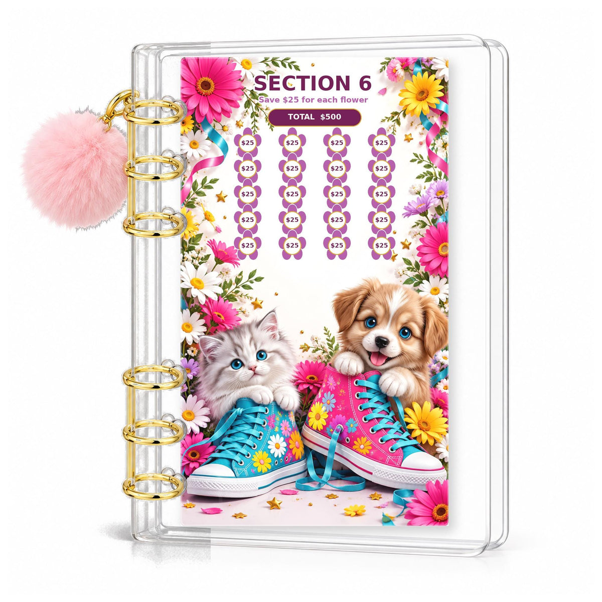 Kitten Puppy 3000 Savings Challenge A6 Binder Bundle