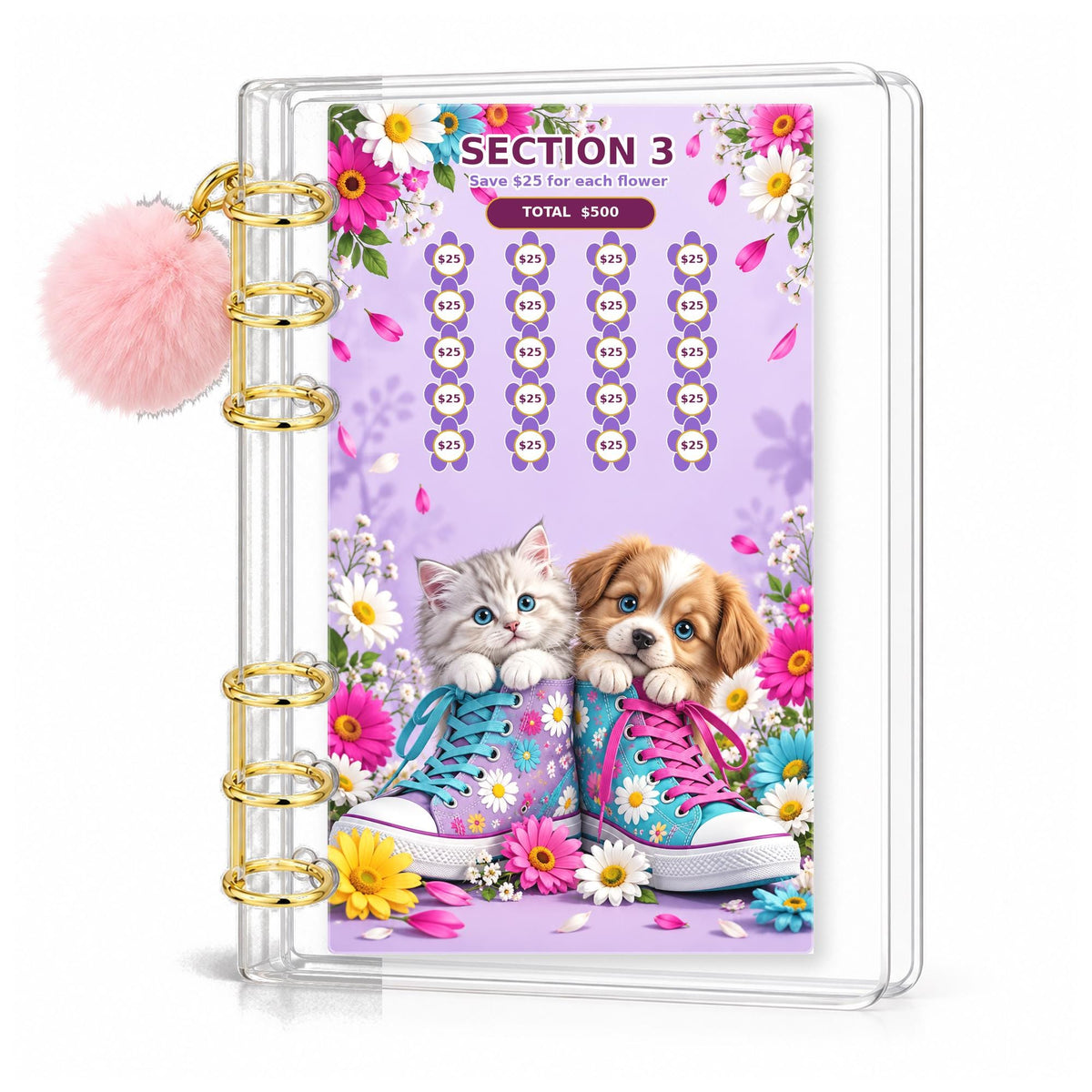 Kitten Puppy 3000 Savings Challenge A6 Binder Bundle