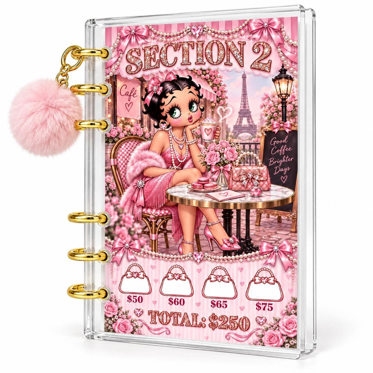 Pink Glam 2K Savings Challenge A6 Clear Acrylic Budget Binder