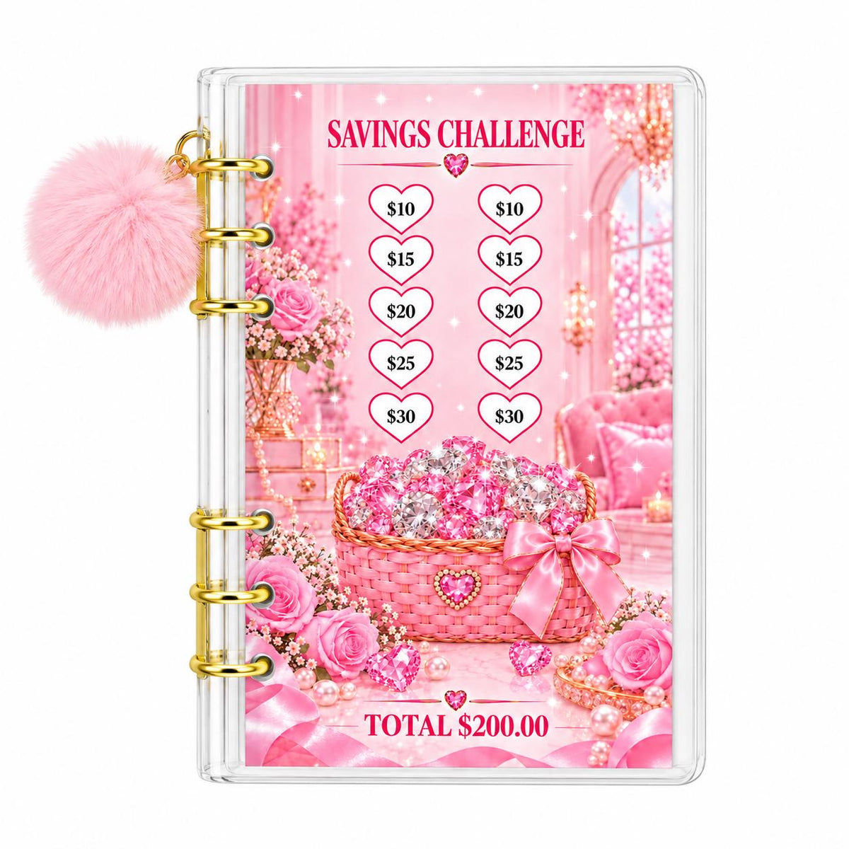 Low Budget Savings Challenge Bundle A6 Binder Pink Cash Budget Planner
