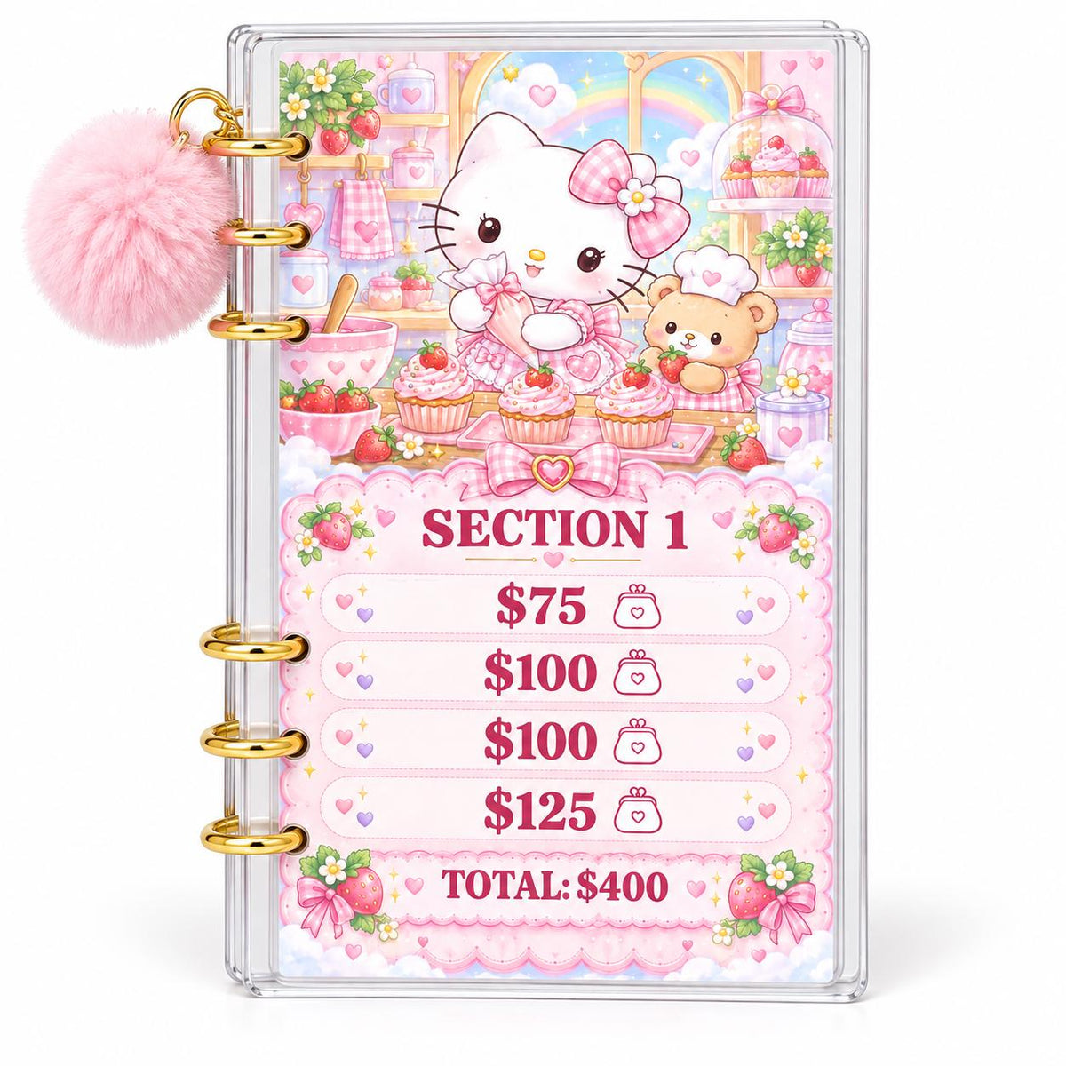 Pastel Kitten 2K Savings Challenge A6 Acrylic Binder Budgeting Bundle
