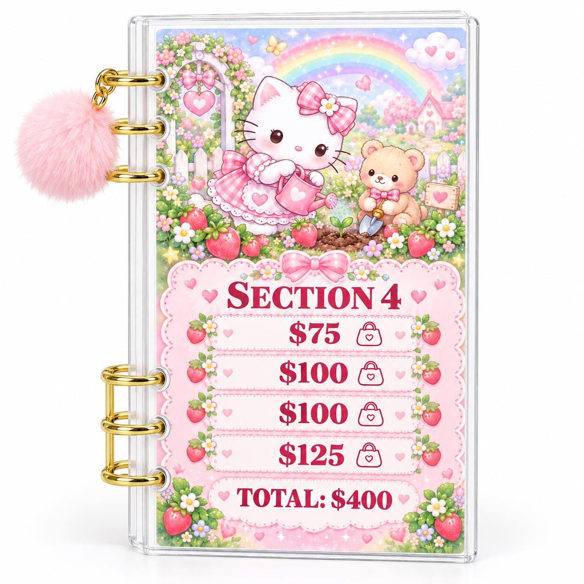 Pastel Kitten 2K Savings Challenge A6 Acrylic Binder Budgeting Bundle