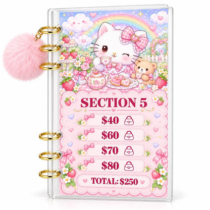 Pastel Kitten 2K Savings Challenge A6 Acrylic Binder Budgeting Bundle