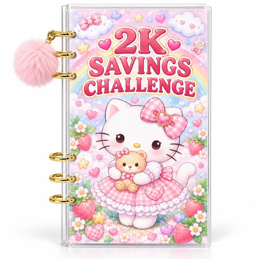 Pastel Kitten 2K Savings Challenge A6 Acrylic Binder Budgeting Bundle