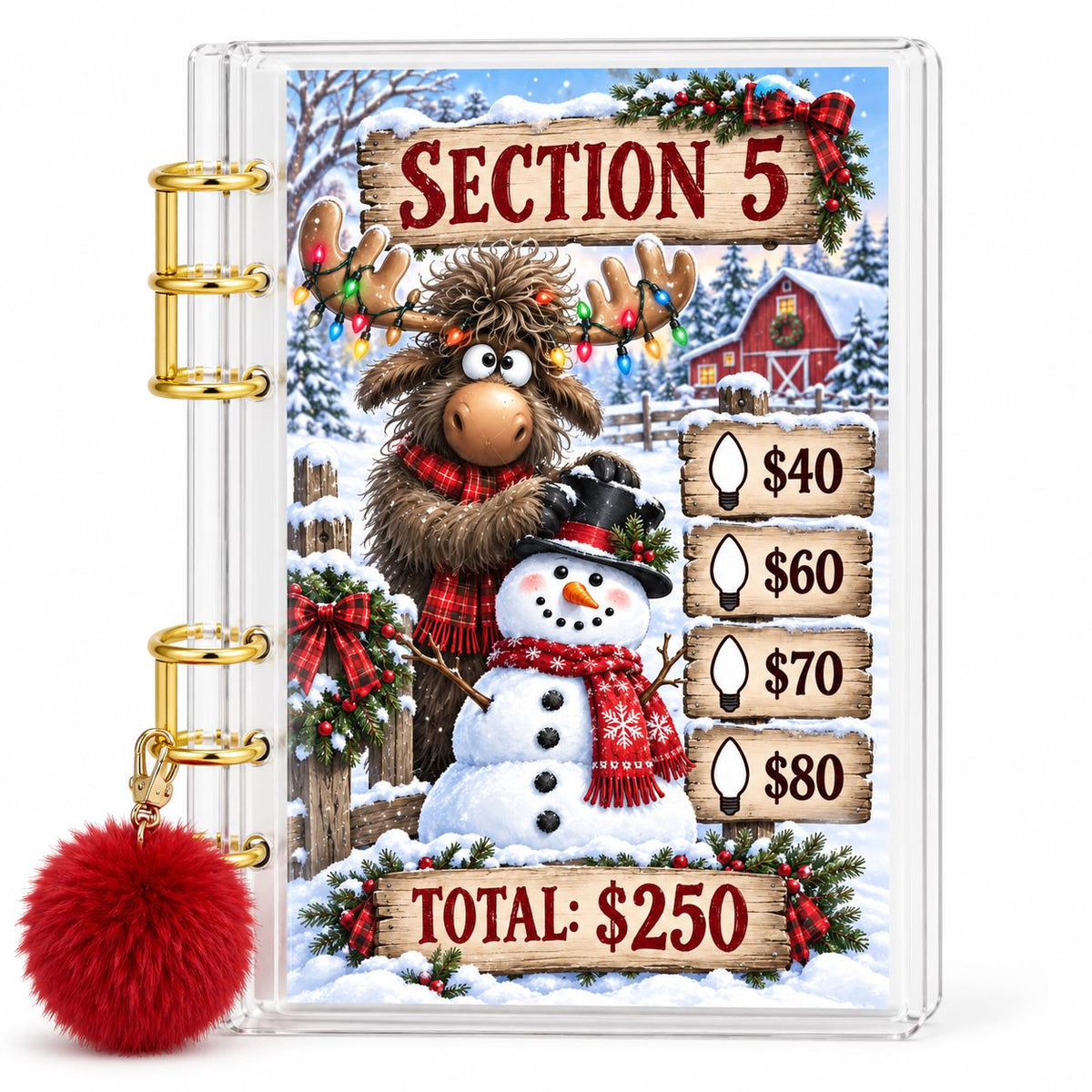 Moose Christmas 2K Savings Challenge A6 Acrylic Binder Budget Set