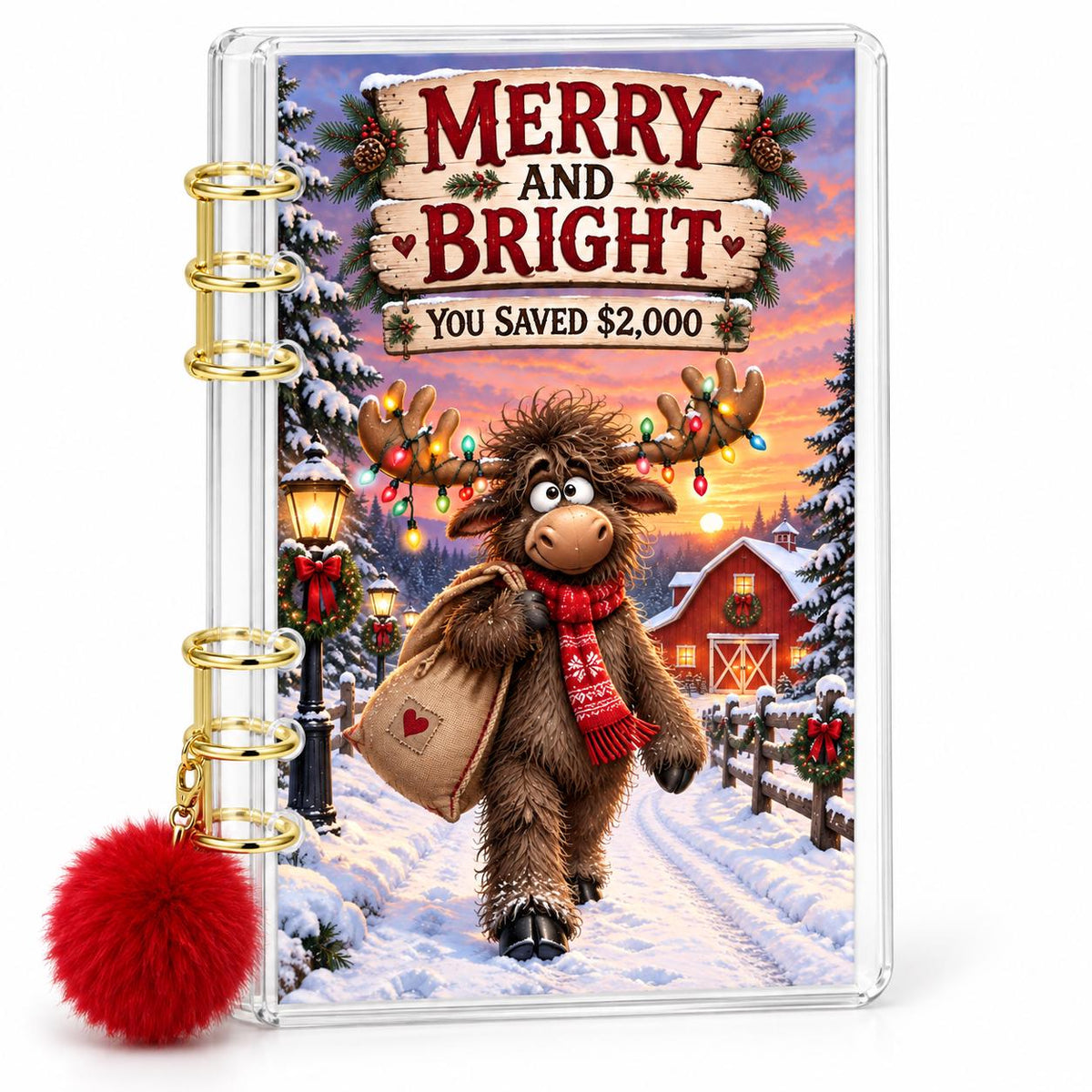 Moose Christmas 2K Savings Challenge A6 Acrylic Binder Budget Set