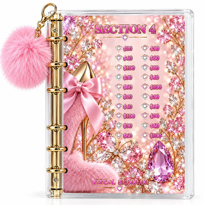 Pink Diamond Five Thousand Dollars Savings Challenge Bundle Physical Binder with Gold Rings