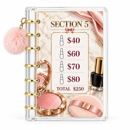 Pink Gold Makeup 2K Savings Challenge A6 Acrylic Binder Budget Bundle