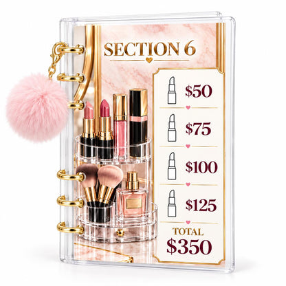 Pink Gold Makeup 2K Savings Challenge A6 Acrylic Binder Budget Bundle