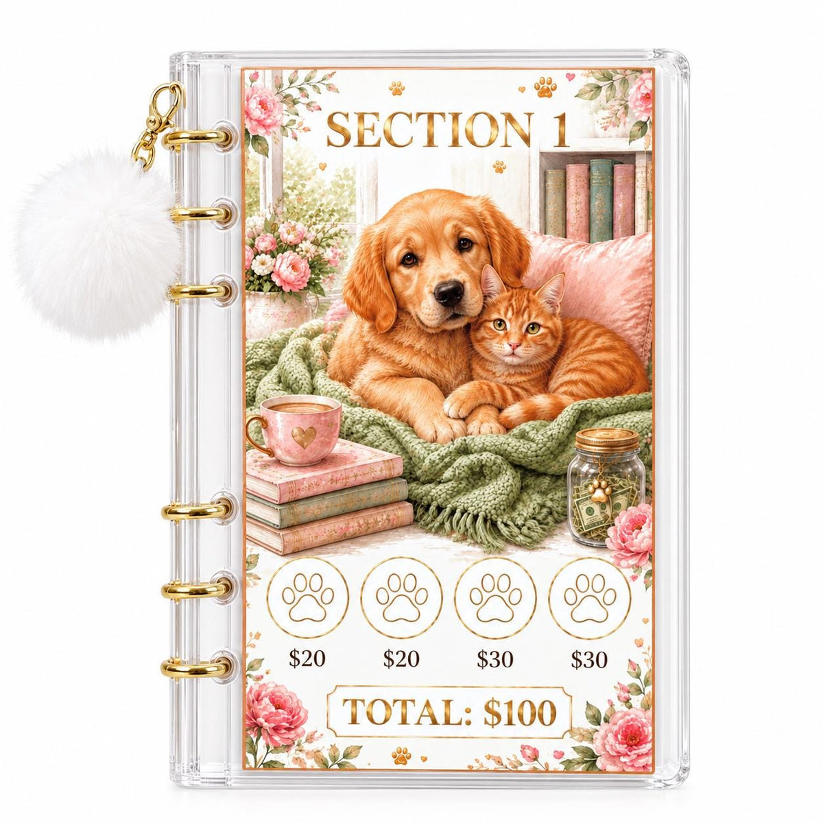 Dog Cat Savings Challenge Binder Bundle: 1K Goal
