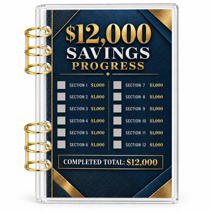 Mens 12000 Savings Challenge A6 Acrylic Binder Budget Planner Gift for Him