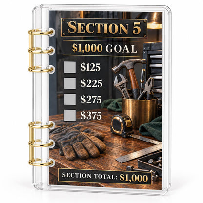 Mens 12000 Savings Challenge A6 Acrylic Binder Budget Planner Gift for Him