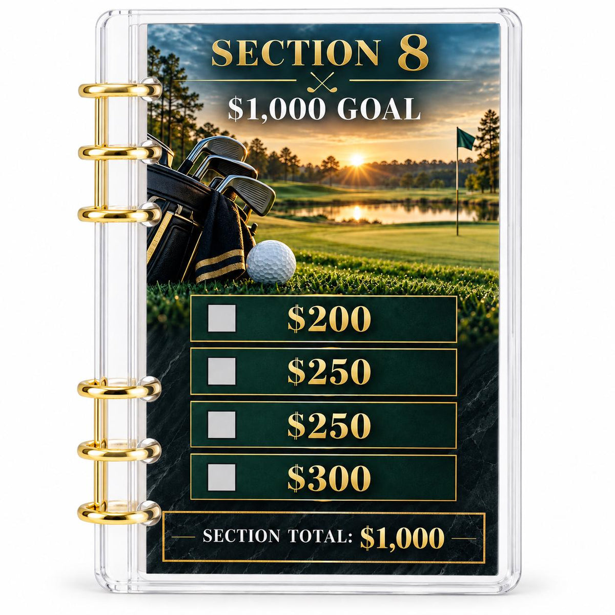 Mens 12000 Savings Challenge A6 Acrylic Binder Budget Planner Gift for Him