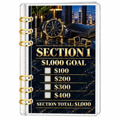 Mens 12000 Savings Challenge A6 Acrylic Binder Budget Planner Gift for Him