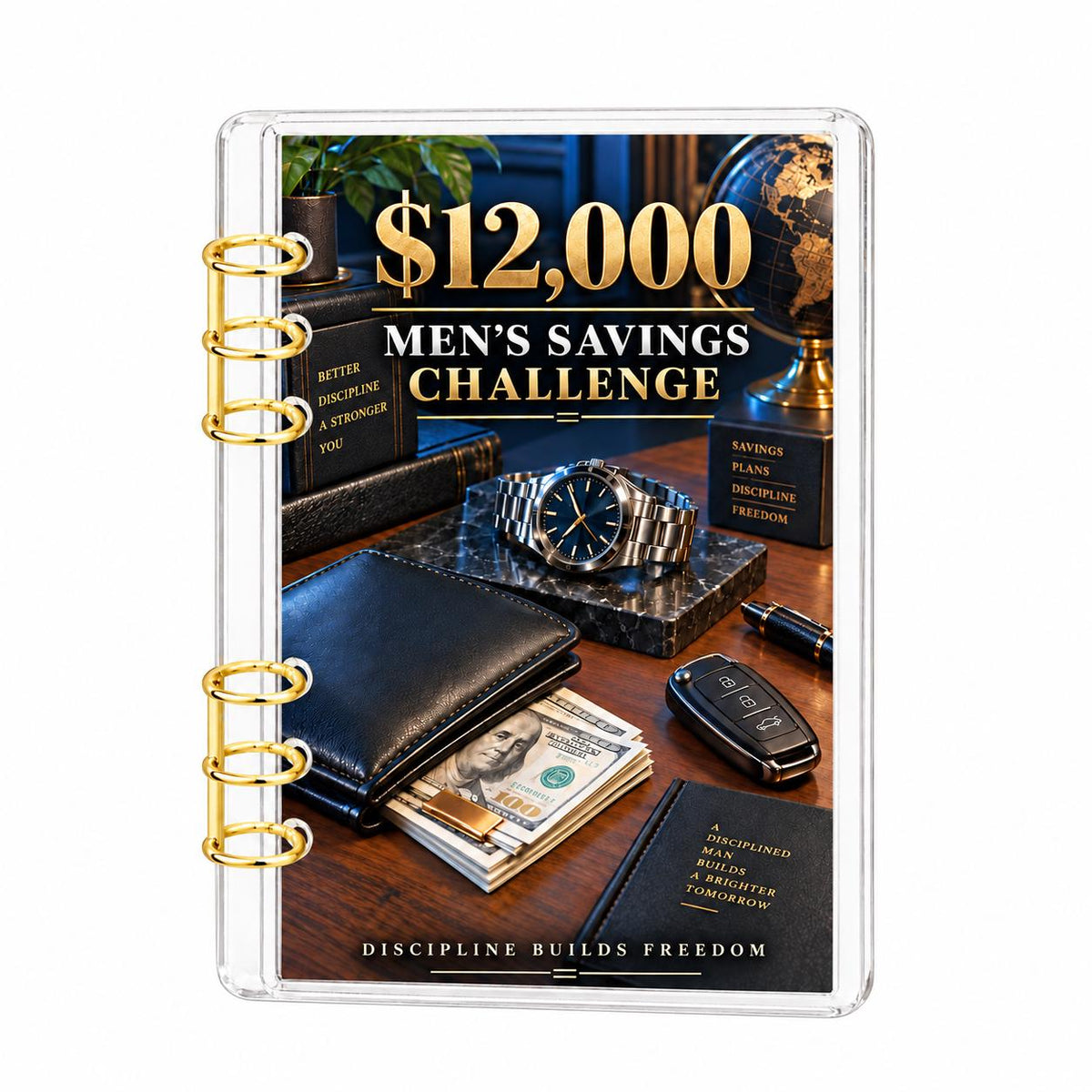 Mens 12000 Savings Challenge A6 Acrylic Binder Budget Planner Gift for Him