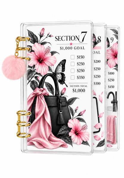 Pink Butterfly A6 Binder: Floral Savings Challenge