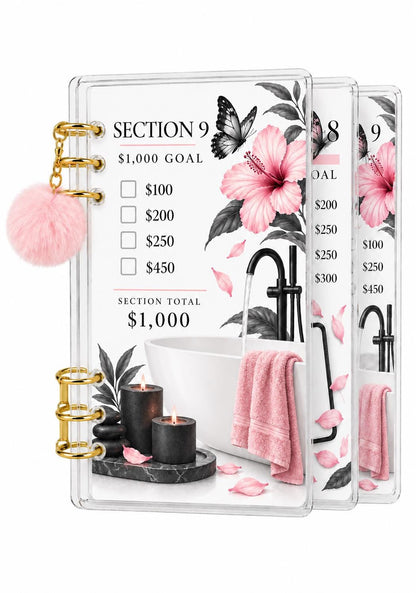 Pink Butterfly A6 Binder: Floral Savings Challenge