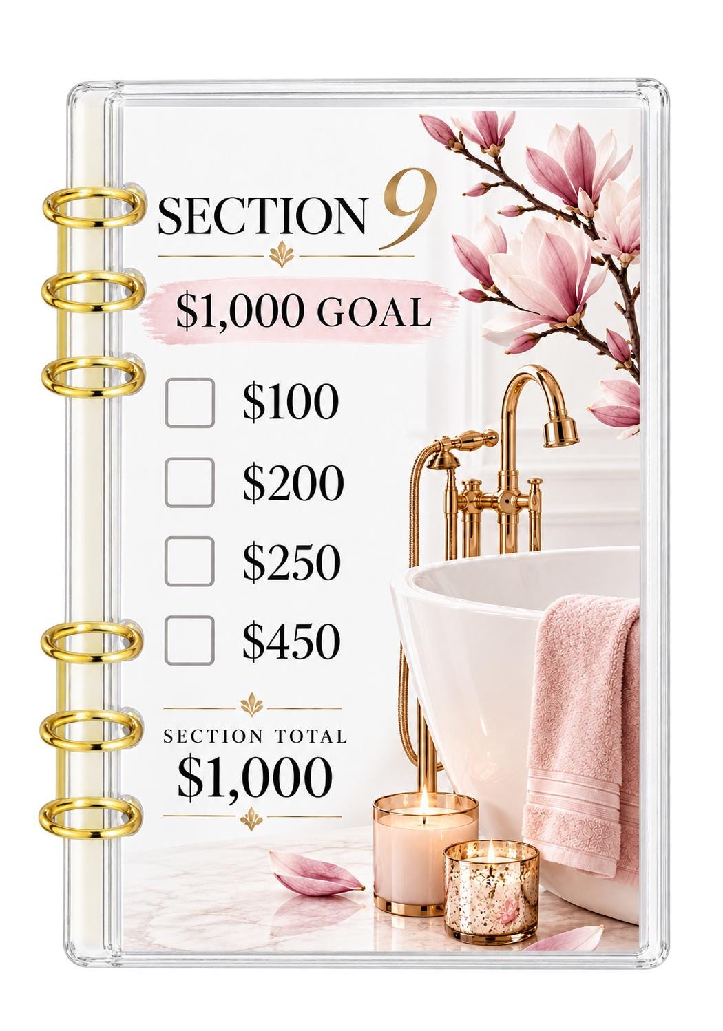 Magnolia 10K Savings Challenge A6 Acrylic Binder Budget Planner Bundl