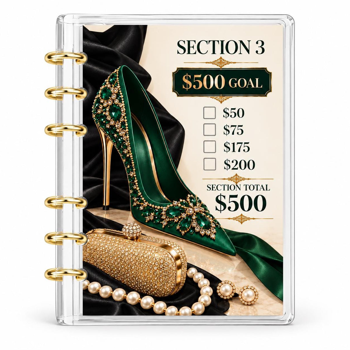 Emerald Elegance 2K Savings Challenge A6 Clear Acrylic Binder Bundle