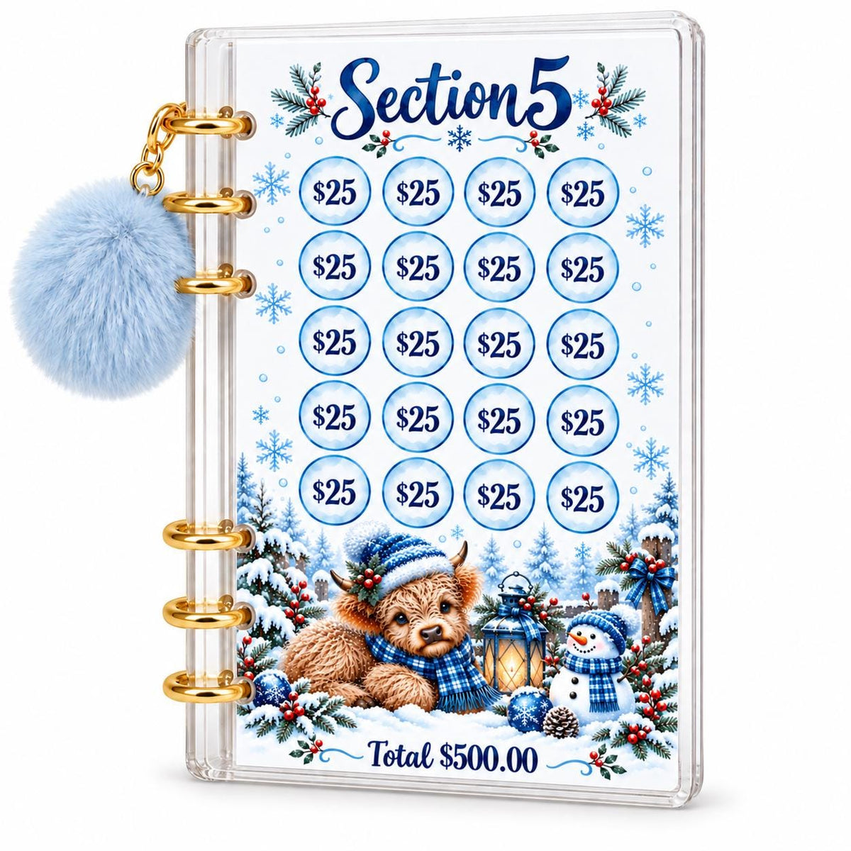 Highland Cow Savings Challenge Binder: 2500 Goal