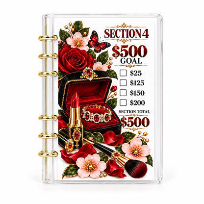 Rose Bloom 2000 Savings Challenge A6 Clear Budget Binder Cash
