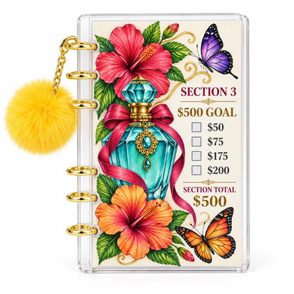 Tropical Bloom 2000 Savings Challenge A6 Binder Cash Envelope