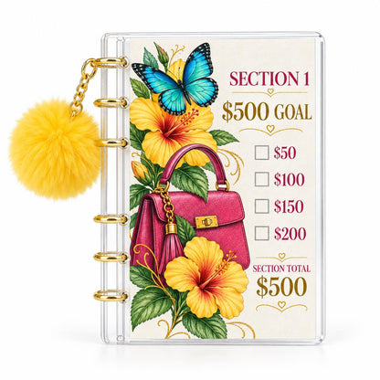 Tropical Bloom 2000 Savings Challenge A6 Binder Cash Envelope